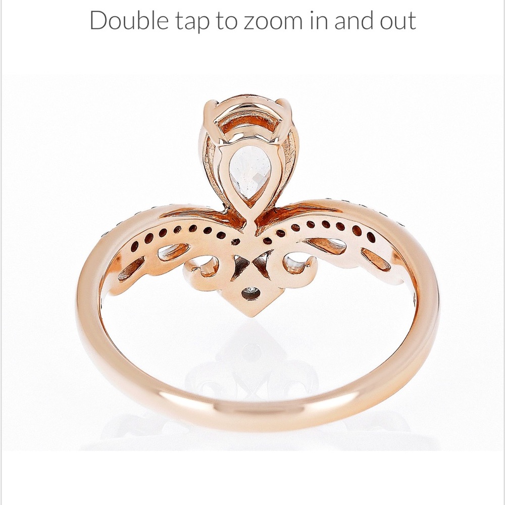 Peach Morganite 10k Rose Gold Diamond Ring 0.71ctw tiara crown princess wedding - Picture 4 of 11